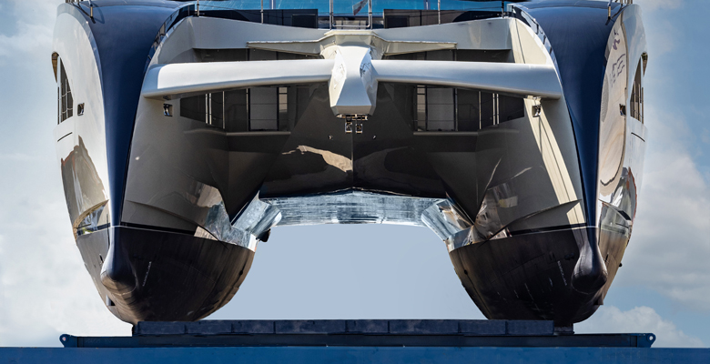 the hulls of the yacht Seawolf X